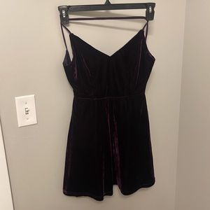 Purple velvet mini dress criss back